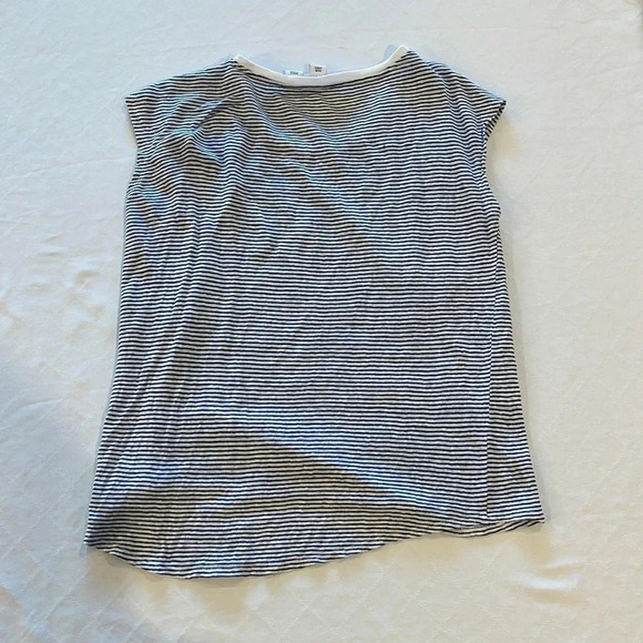 Nicole Miller 100% Linen striped Top tee shirt cap sleeve small oversized‎ EUC - Picture 3 of 5